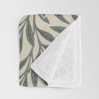 Vintage, Willow Leaf, William Morris, Green and Cream Throw Blanket Gallery Image 3