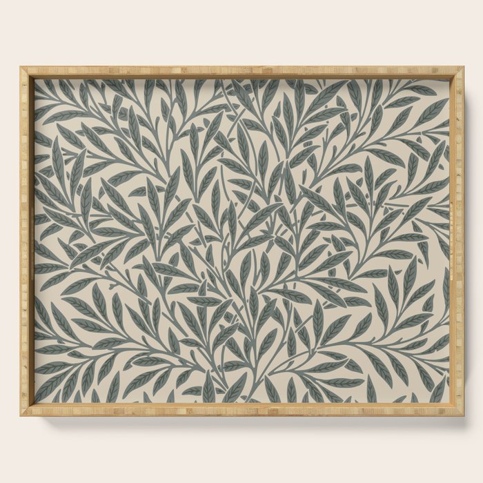 Vintage, Willow Leaf, William Morris, Green and Cream Serving Tray Gallery Image 1