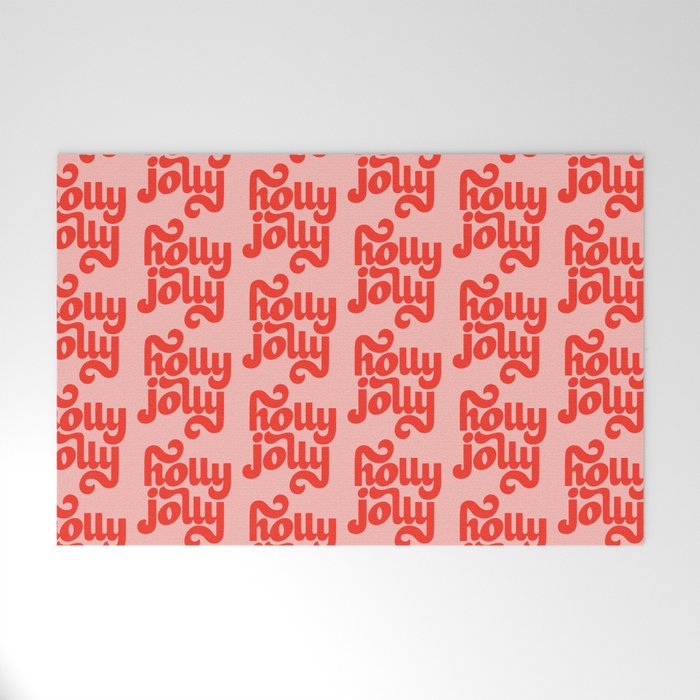 Holly Jolly Pattern Welcome Mat Gallery Image 1
