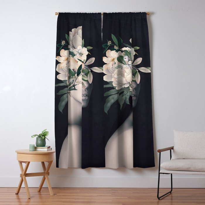WOMAN WITH FLOWERS 23 Window Curtain Gallery Image 1