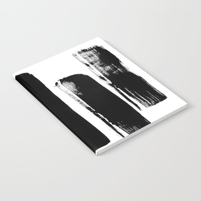 Stripes Black & White Minimalist Abstract Mid century Ink Art Dark Brush Strokes Notebook Gallery Image 2