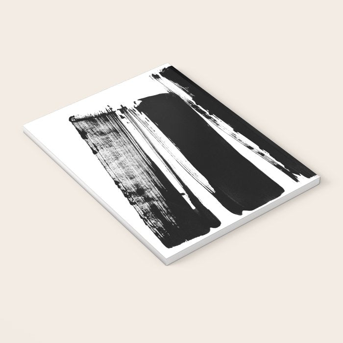 Stripes Black & White Minimalist Abstract Mid century Ink Art Dark Brush Strokes Notebook Gallery Image 3