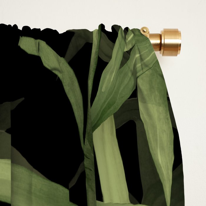 Calm Nature Beauty Bamboo Botanical Watercolor Art Black Window Curtain Gallery Image 2