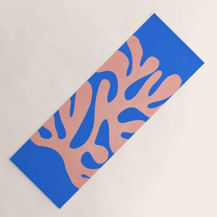 Rose Bud & Azure Blue: Matisse Paper Cutouts 02 Yoga Mat Gallery Image 1