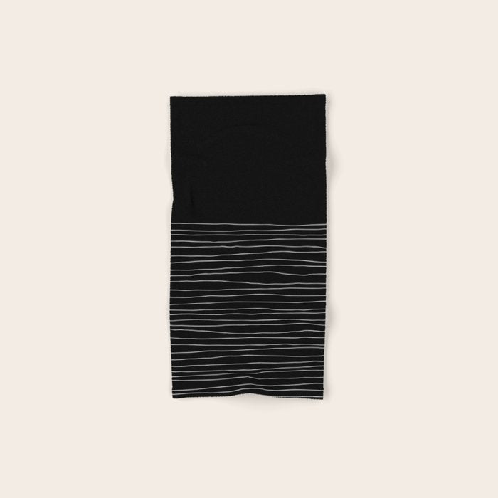 Hand Striped black and white Bath Towel Gallery Image 1