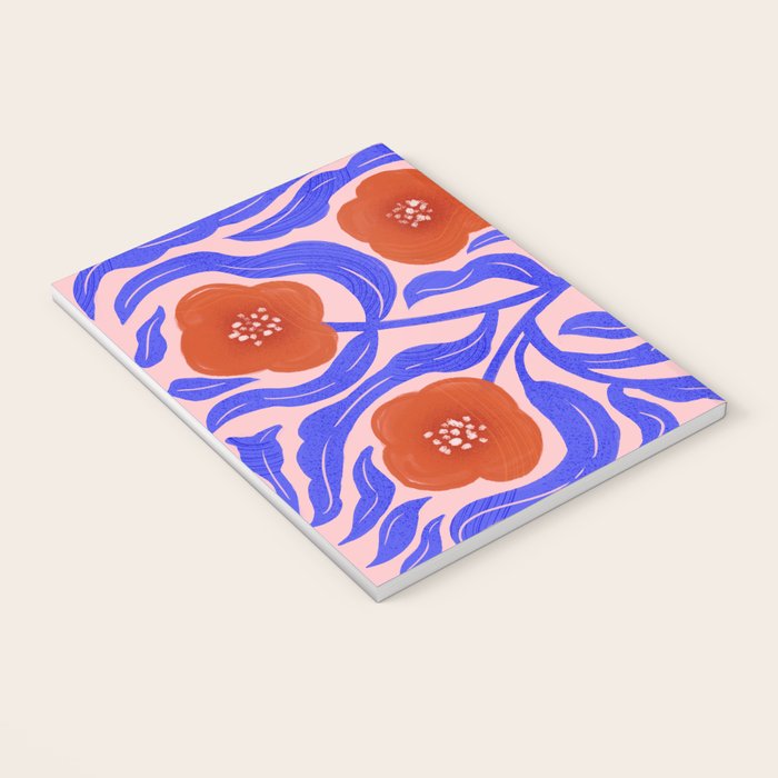 Bold Red Flowers And Blue Leaves Notebook Gallery Image 3