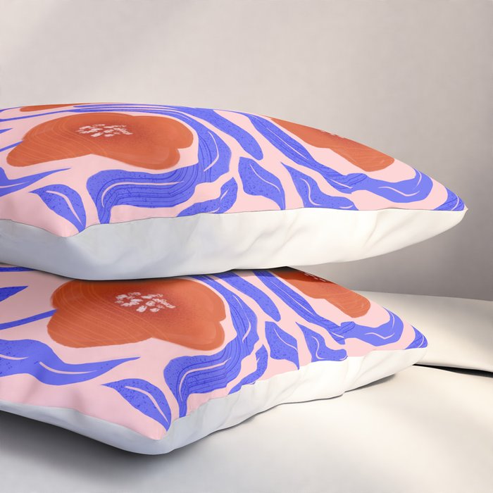 Bold Red Flowers And Blue Leaves Pillow Sham Gallery Image 3