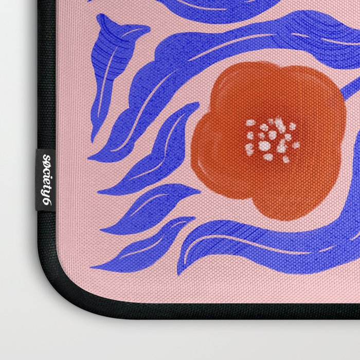 Bold Red Flowers And Blue Leaves Laptop Sleeve Gallery Image 3