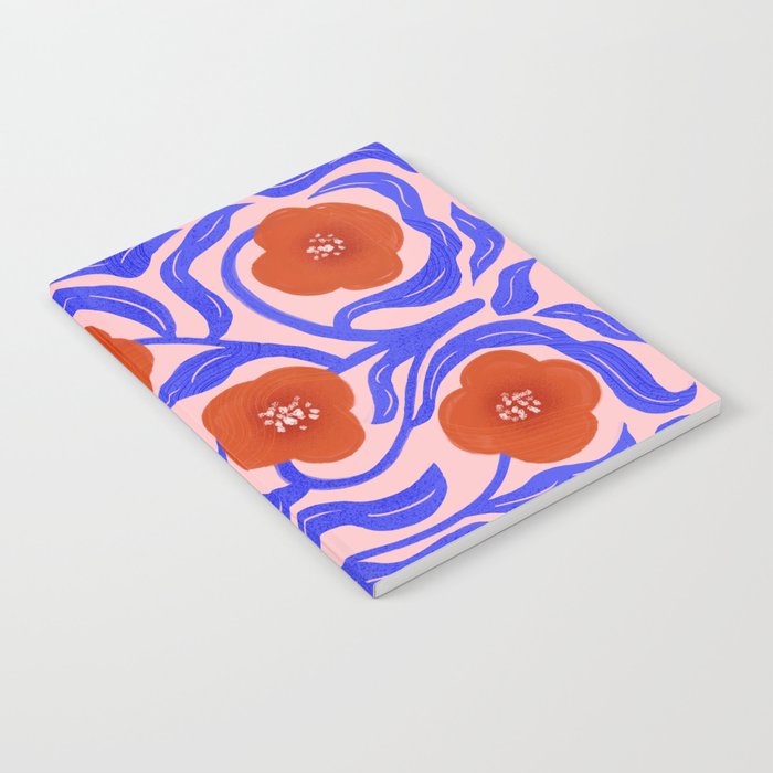 Bold Red Flowers And Blue Leaves Notebook Gallery Image 2