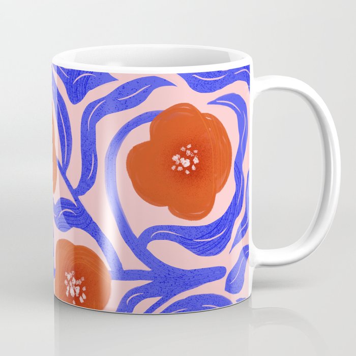 Bold Red Flowers And Blue Leaves Coffee Mug Gallery Image 1
