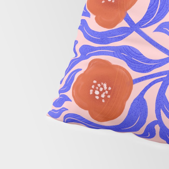 Bold Red Flowers And Blue Leaves Pillow Sham Gallery Image 4