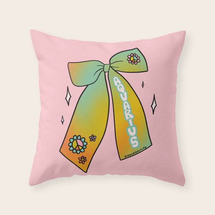 Aquarius Bow Throw Pillow Gallery Image 6