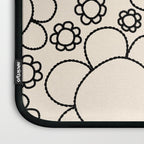 Cheerful Doodle Flowers Pattern in Black and Almond Cream Laptop Sleeve Gallery Image 3