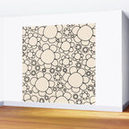 Cheerful Doodle Flowers Pattern in Black and Almond Cream Wall Mural Gallery Image 2