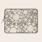 Cheerful Doodle Flowers Pattern in Black and Almond Cream Laptop Sleeve Gallery Image 1
