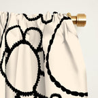 Cheerful Doodle Flowers Pattern in Black and Almond Cream Window Curtain Gallery Image 2