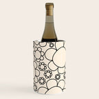 Cheerful Doodle Flowers Pattern in Black and Almond Cream Wine Chiller Gallery Image 2