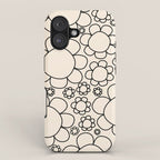 Cheerful Doodle Flowers Pattern in Black and Almond Cream iPhone Case Gallery Image 1