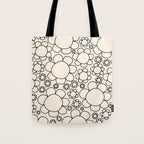 Cheerful Doodle Flowers Pattern in Black and Almond Cream Tote Bag Gallery Image 1