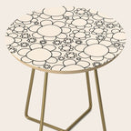 Cheerful Doodle Flowers Pattern in Black and Almond Cream Side Table Gallery Image 2