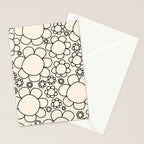 Cheerful Doodle Flowers Pattern in Black and Almond Cream Stationery Card Gallery Image 2