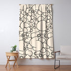 Cheerful Doodle Flowers Pattern in Black and Almond Cream Window Curtain Gallery Image 5