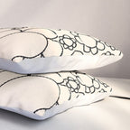 Cheerful Doodle Flowers Pattern in Black and Almond Cream Pillow Sham Gallery Image 3