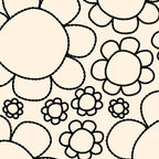 Cheerful Doodle Flowers Pattern in Black and Almond Cream Coffee Mug Gallery Image 2