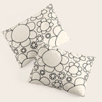 Cheerful Doodle Flowers Pattern in Black and Almond Cream Pillow Sham Gallery Image 3