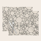 Cheerful Doodle Flowers Pattern in Black and Almond Cream Placemat Gallery Image 1