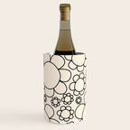 Cheerful Doodle Flowers Pattern in Black and Almond Cream Wine Chiller Gallery Image 1