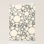 Cheerful Doodle Flowers Pattern in Black and Almond Cream Stationery Card Gallery Image 2