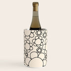 Cheerful Doodle Flowers Pattern in Black and Almond Cream Wine Chiller Gallery Image 3