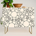 Cheerful Doodle Flowers Pattern in Black and Almond Cream Credenza Gallery Image 1