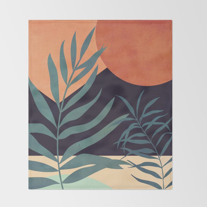 Abstract Art Tropical Leaves 16 Throw Blanket Gallery Image 2