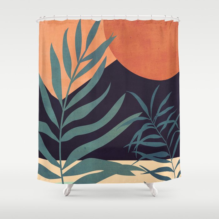 Abstract Art Tropical Leaves 16 Shower Curtain Gallery Image 1