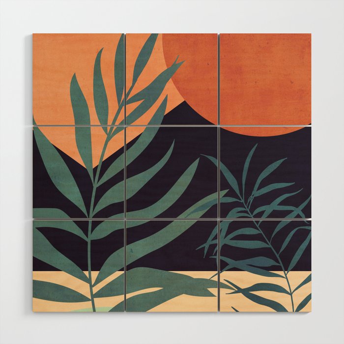 Abstract Art Tropical Leaves 16 Wood Wall Art Gallery Image 1
