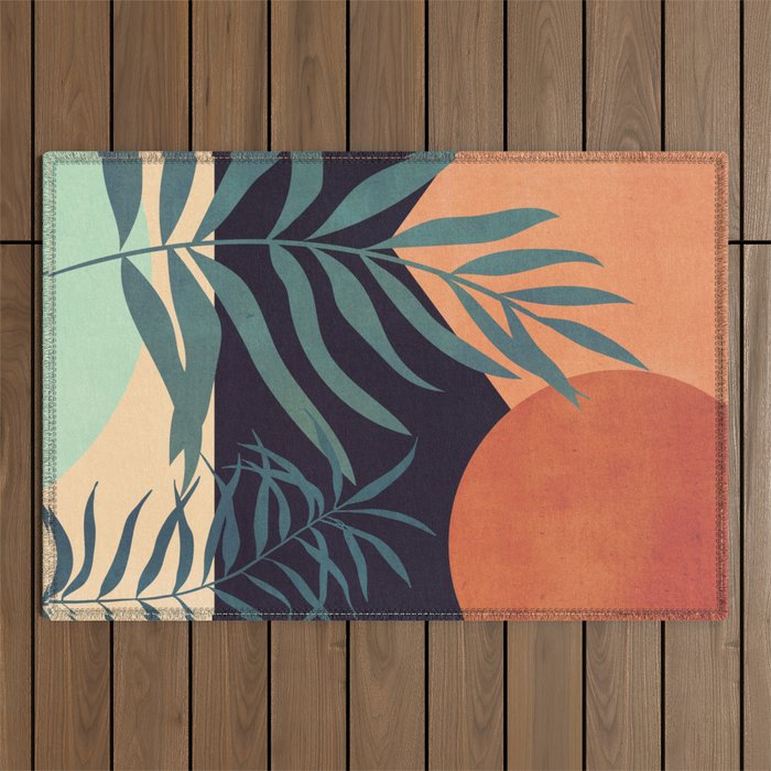 Abstract Art Tropical Leaves 16 Outdoor Rug Gallery Image 1