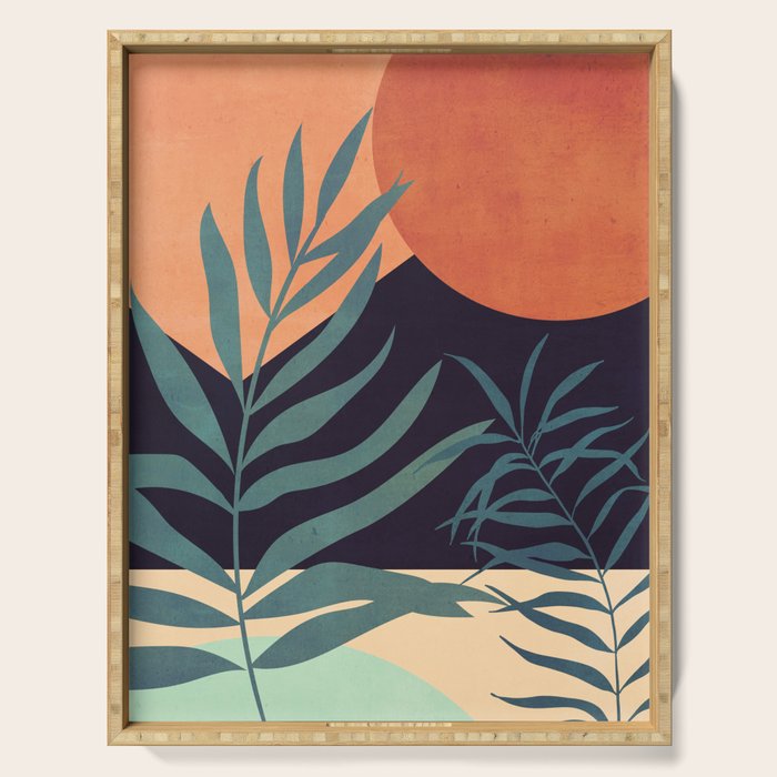Abstract Art Tropical Leaves 16 Serving Tray Gallery Image 1