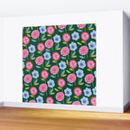 Folky Flowers in Bloom in Green & Pink Wall Mural Gallery Image 2