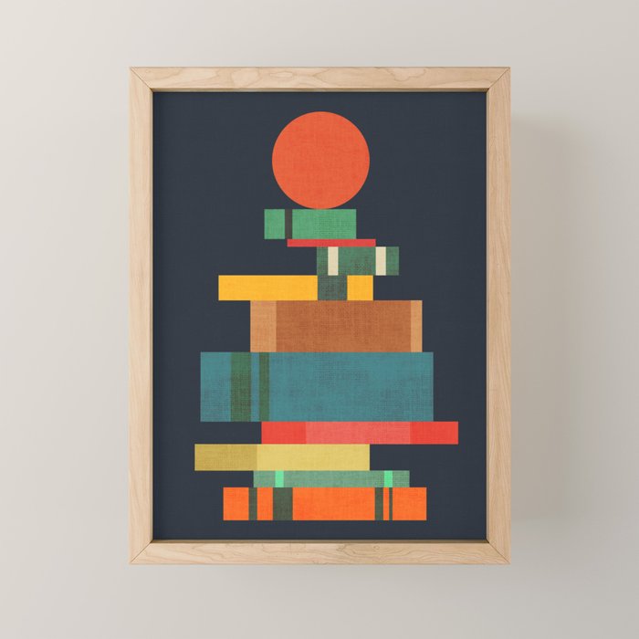 Book stack with a ball Mini Art Print Gallery Image 1