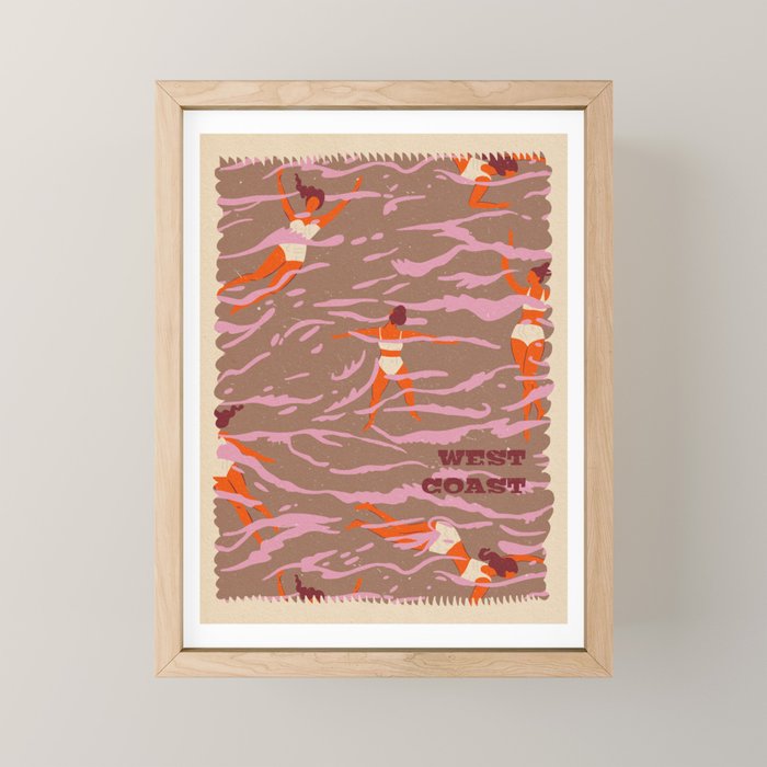 WEST COAST Inspired by PANTONE 17 1230 Mocha Mousse Mini Art Print Gallery Image 1