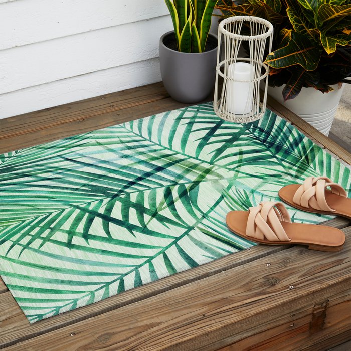 Tropical Fronds Abstract Design Outdoor Rug Gallery Image 2