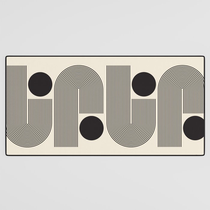 Abstraction_BLACK_LINE_DOT_POP_ART_Minimalism_004D Desk Mat Gallery Image 3