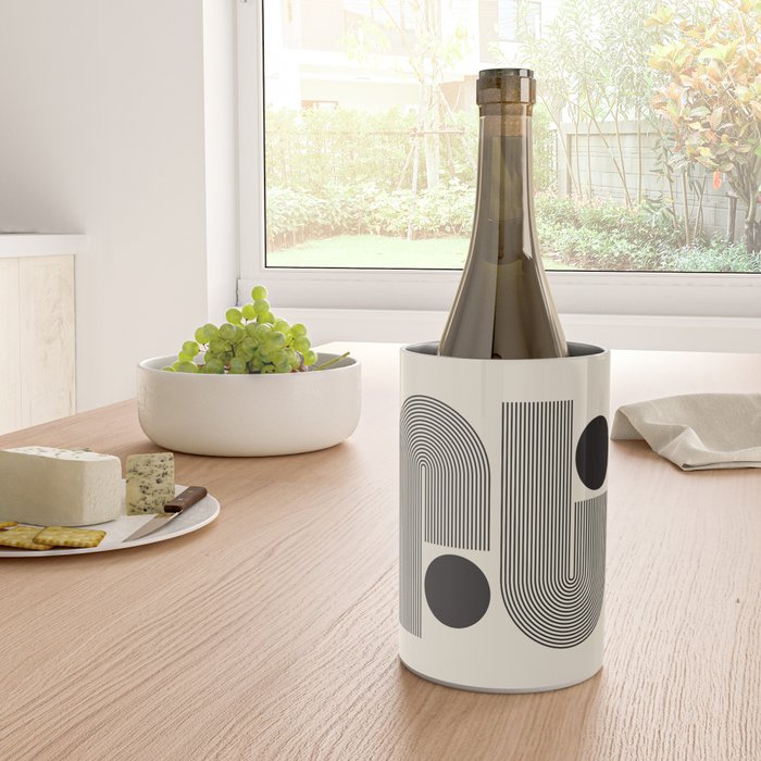 Abstraction_BLACK_LINE_DOT_POP_ART_Minimalism_004D Wine Chiller Gallery Image 4