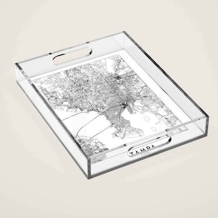 Tampa White Map Acrylic Tray Gallery Image 1
