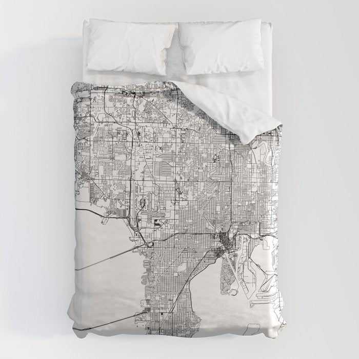 Tampa White Map Duvet Cover Gallery Image 1