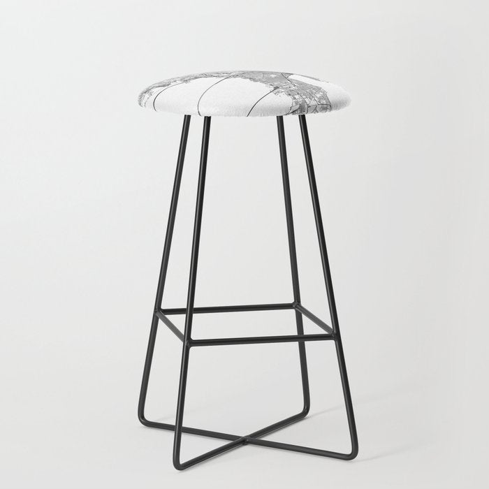Tampa White Map Stool