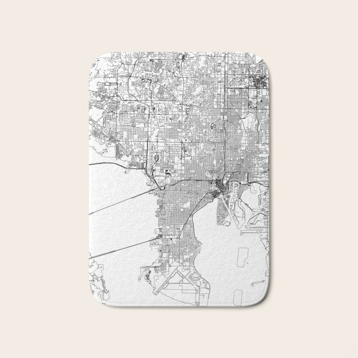 Tampa White Map Bath Mat Gallery Image 1