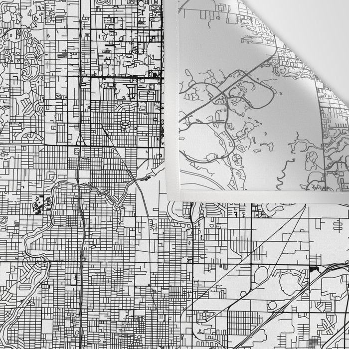 Tampa White Map Wall Tapestry Gallery Image 3